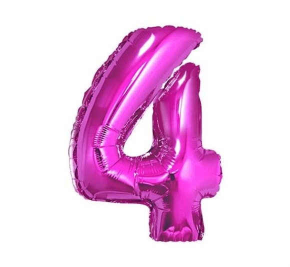 Balón foliový číslice růžová 35 cm - 4 (NELZE PLNIT HELIEM)
