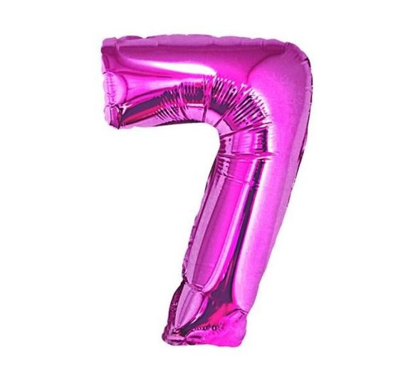 Balón foliový číslice růžová 35 cm - 7 (NELZE PLNIT HELIEM)