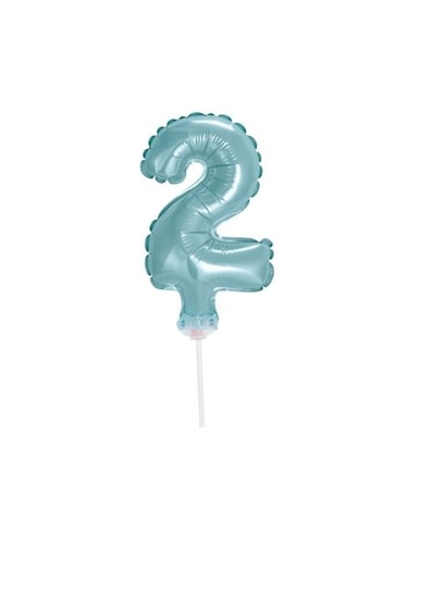 Balón foliový číslice tyrkysová (Tiffany) 12,5 cm - 2 s držákem