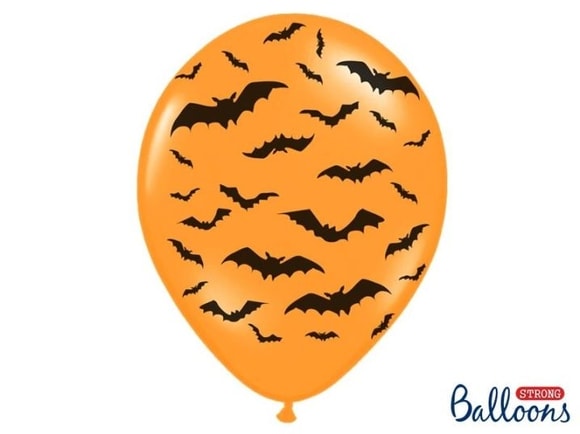 Silné Balónky 30 cm PASTELOVÉ - ORANŽOVÉ netopýři - 1 ks - Halloween
