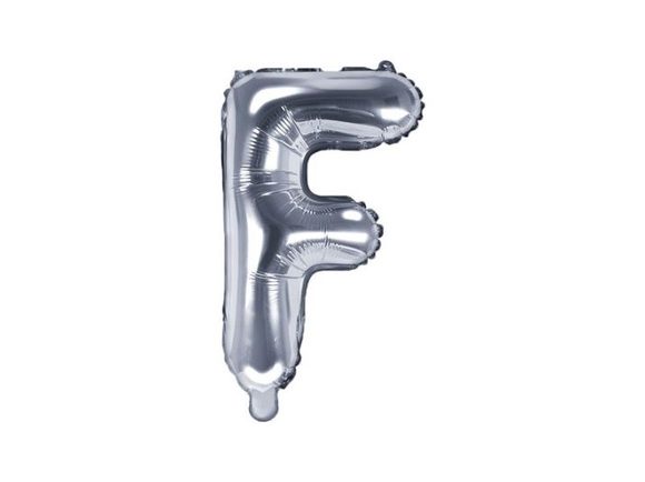 Balón foliový písmeno "F", 35 cm, stříbrný (NELZE PLNIT HELIEM)
