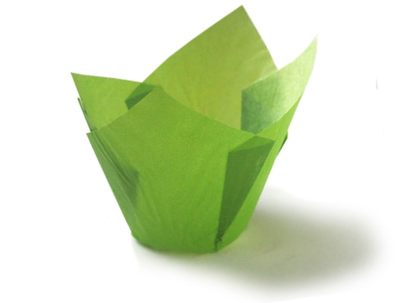 Papírové košíčky na muffiny tulipán zelený papírový 12 ks