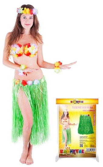 Havajská sukně dospělá 72 cm zelená - Hawaii