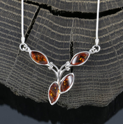 FLORA, AMBER, NECKLACE, STERLING SILVER - AMBER JEWELRY