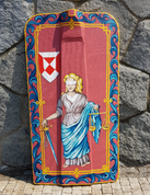 HAND PAINTED PAVISE, LONG WOODEN SHIELD I - BEMALTE SCHILDE