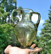 ANCIENT AMPHORA, ICE GLASS, GREEN GLASS - REPLIKEN HISTORISCHER GLAS