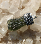 NUBIUM, PENDANT, NATURAL MOLDAVITE, SILVER - MOLDAVITES, CZECH