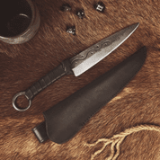 CRUACHAN, FORGED CELTIC KNIFE WITH SHEATH, SPRING STEEL - KNIVES