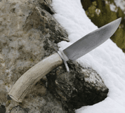 WYATT, BOWIE KNIFE WITH ANTLER, HAMON HARDENING - KNIVES