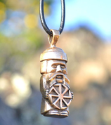 DOMOVOI, SLAVIC HOUSE SPIRIT - PROTECTOR WITH KOLOVRAT, BRONZE PENDANT - SLAWENAMULETTE