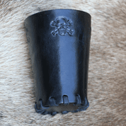 LEATHER DICE CUP BLACK SKULL - RÖMISCHE BRETTSPIELE