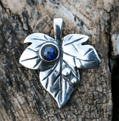 EFEU BLATT, SILBER ANHÄNGER LAPIS - ANHÄNGER MIT EDELSTEINEN, SILBER