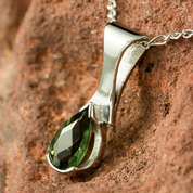 PLACIDA, MOLDAVITE SILVER PENDANT - MOLDAVITES, CZECH