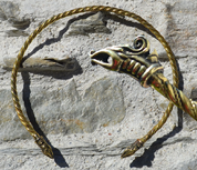 DREKI, WIKINGER DRACHE, MESSING TORQUES - GESCHMIEDETEN SCHMUCK, TORQUES, BRACELET