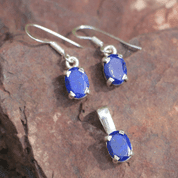 LAPIS LAZULI EARRINGS, FACETED GEMS, STERLING SILVER - EARRINGS