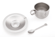 TI3601 TITANIUM COFFEE CUP WITH SAUCER AND SPOON KEITH - TITANIUM EQUIPMENT