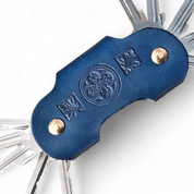 GOTHICA, LEATHER KEY RING WITH SCREWS, BLUE - KEYCHAINS, WHIPS, OTHER