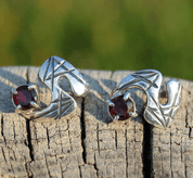 MODERNA - EARRINGS, GARNETS, STERLING SILVER - EARRINGS WITH GEMSTONES, SILVER