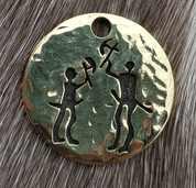 AXEMEN, WARRIOR PENDANT, TANUM PETROGLYPH, BRASS - PENDANTS, NECKLACES