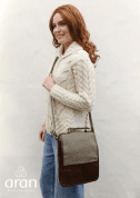 IRISH TWEED LEATHER BAG BY ARAN WOOLLEN MILLS - WOOLEN HANDBAGS & BAGS