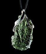 ERIS, CZECH MOLDAVITE STERLING SILVER PENDANT - MOLDAVITES, TEKTITES