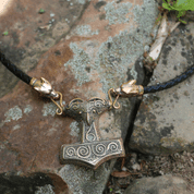 SCANIA, VIKING LEATHER BRAIDED NECKLACE, BRONZE - BRONZE HISTORICAL JEWELS