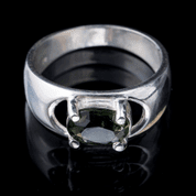 MOLDAVIT, BAGUE EN ARGENT STERLING - BIJOUX À MOLDAVITES TCHÈQUES