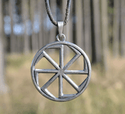 SILVER KOLOVRAT, SLAVIC SUN WHEEL PENDANT, AG 925 - PENDANTS