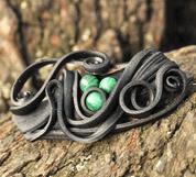 MALACHITE BROOCH - 3 STONES - FANTASY JEWELS