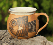 FISH - MUG, HAND PAINTED - TRADITIONAL CZECH CERAMICS