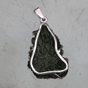 FERN, SILVER PENDANT WITH MOLDAVITE - MOLDAVITES, CZECH