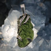 LIBRA MOLDAVITE, SILVER PENDANT AG 925 - MOLDAVITES, CZECH