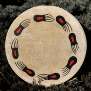 SHAMAN INDIAN DRUM, BEAR TRACKS 40 CM - DRUMS, FLUTES