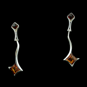 WARTA, AMBER, EARRINGS, STERLING SILVER - EARRINGS