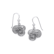 NEWGRANGE TRIPLE SPIRAL, SILVER EARRINGS, AG 925 - OHRRINGE