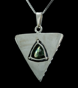 DELTA, PENDANT, FACETED MOLDAVITE JEWELRY, SILVER - MOLDAVITES, CZECH