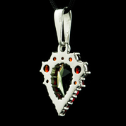 VENUS, MOLDAVITE, GARNET, SILVER PENDANT - PENDANTS