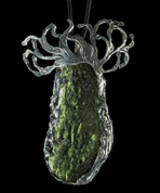 ARBOR VITAE, CZECH MOLDAVITE STERLING SILVER PENDANT - MOLDAVITE