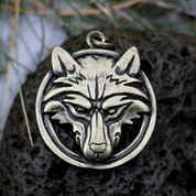 WOLF - WOLF'S HEAD IN A CIRCLE, AMULET ZINC OLD BRASS - ALL PENDANTS, OUR PRODUCTION