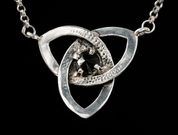 TRIQUETRA, NECKLACE, MOLDAVIT, SILVER - MOLDAVITES, CZECH