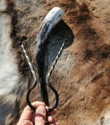 HAND FORGED TWISTED IRON HORN STAND - DRINKING HORNS