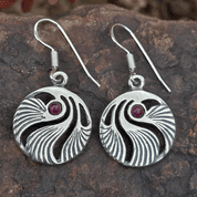 SHELL, PRAGUE ART NOUVEAU, EARRINGS SILVER 925, GARNET - EARRINGS