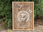 HUGINN AND MUNINN WALL DECORATION 30X40 WOOD - WOODEN STATUES, PLAQUES, BOXES