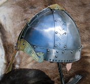 NORMAN HELMET WITH NASAL, BRASS, DE LUXE 2MM - VIKING AND NORMAN HELMETS