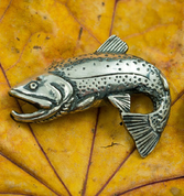 TROUT - FISH, PENDANT, STERLING SILVER - NAUTICAL SILVER JEWELRY