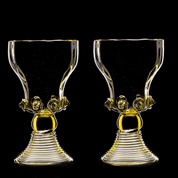 KING ARTHUR, LARGE MEDIEVAL GLASS GOBLETS - SET OF 2 - HISTORICAL GLASS