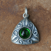 BOUDICCA, STERLING SILVER PENDANT WITH GREEM GLASS - ANHÄNGER - SCHMUCK, SILBER