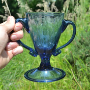 GLASS CHALICE, BLUE GLASS - HISTORICAL GLASS