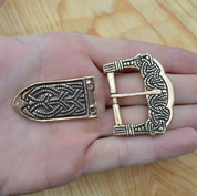 BRONZE VIKING BUCKLE AND STRAP END, GOKSTAD, NORWAY, REPLICA - BELT ACCESSORIES