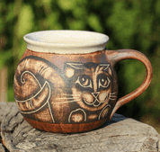 CAT - CERAMIC MUG - TRADITIONAL CZECH CERAMICS